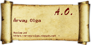 Árvay Olga névjegykártya